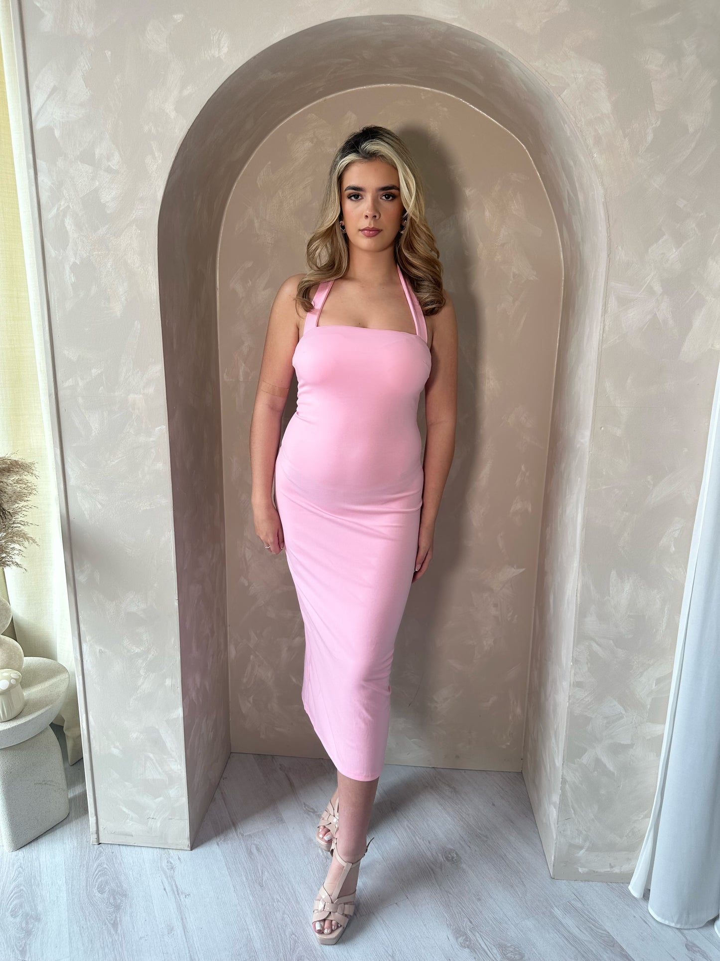 The Brooke Midi Dress in Pink