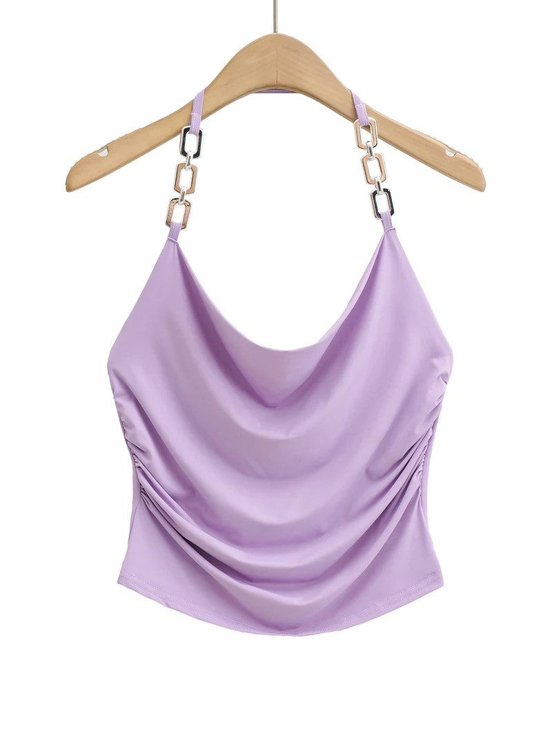 Ring Neck Halter Cami Crop Top in Four Colour Ways