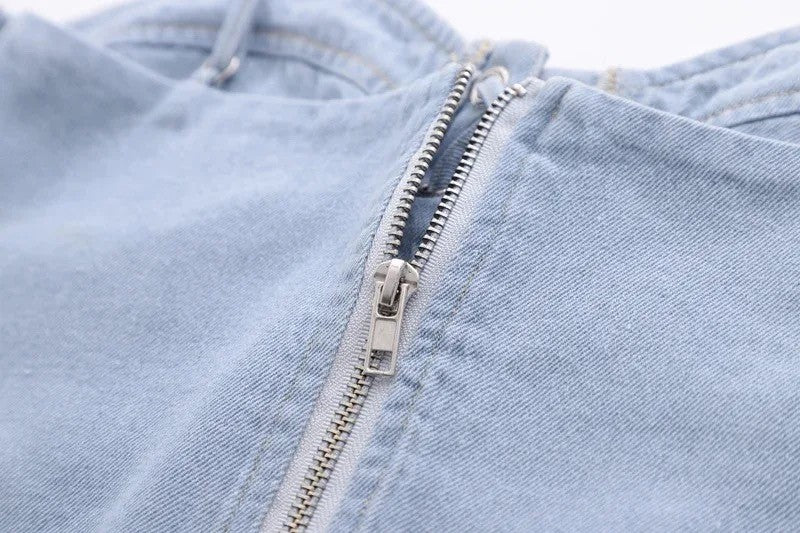 Denim Lace Up Crop Top
