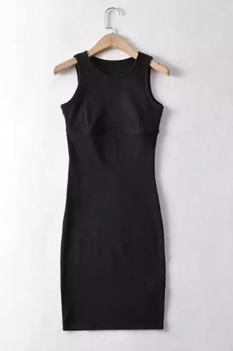 Premium Ribbed Dress in Grey, Black & Beige