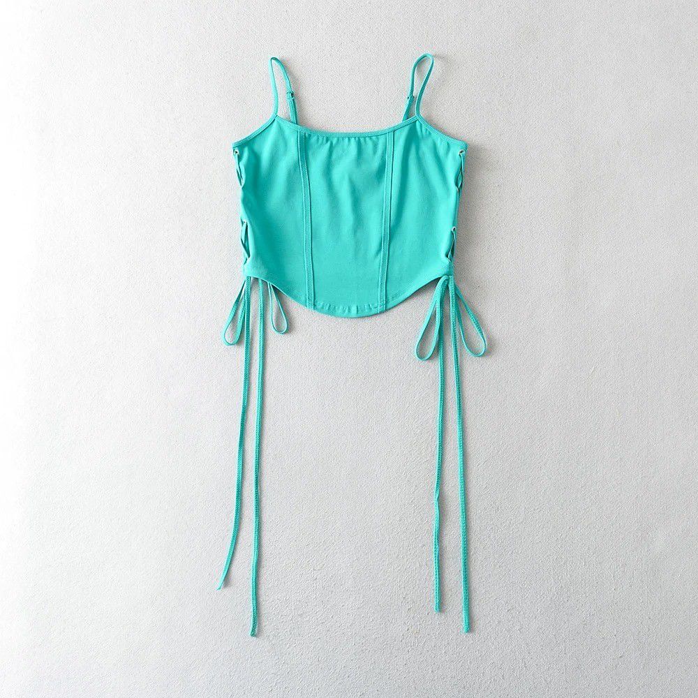 Corset Style Top in Aqua Blue