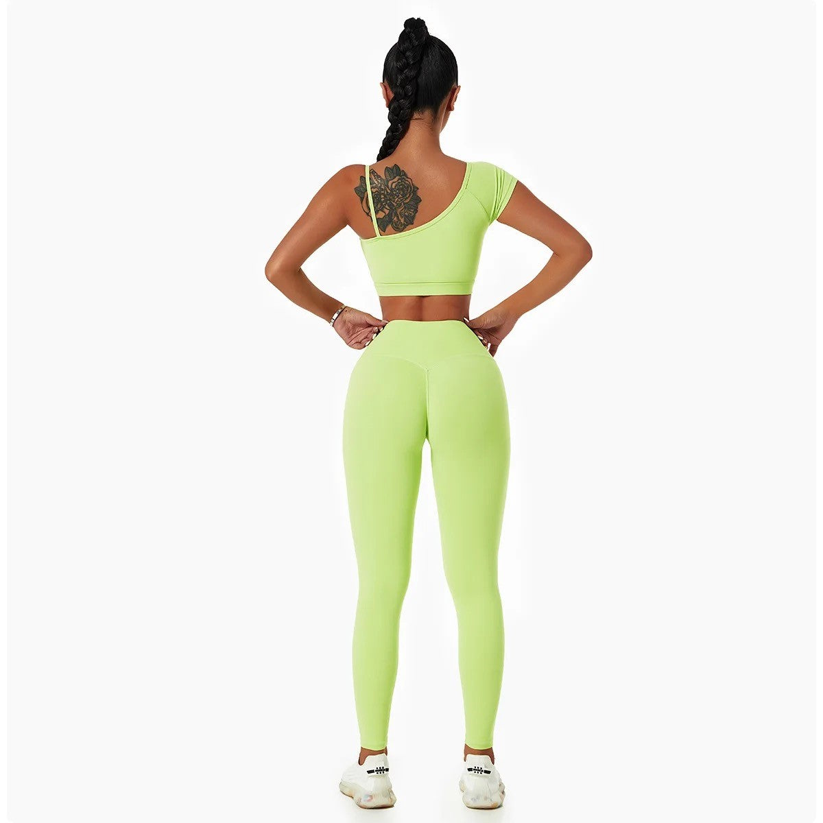 GymBabe Three Piece Set in Lime Green (Made with recycled material)
