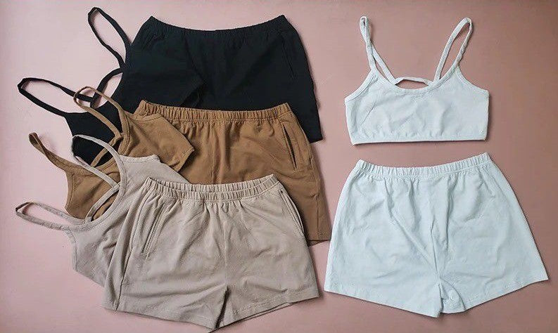 Essentials Crop Top and Shorts Set in Four Colour Ways