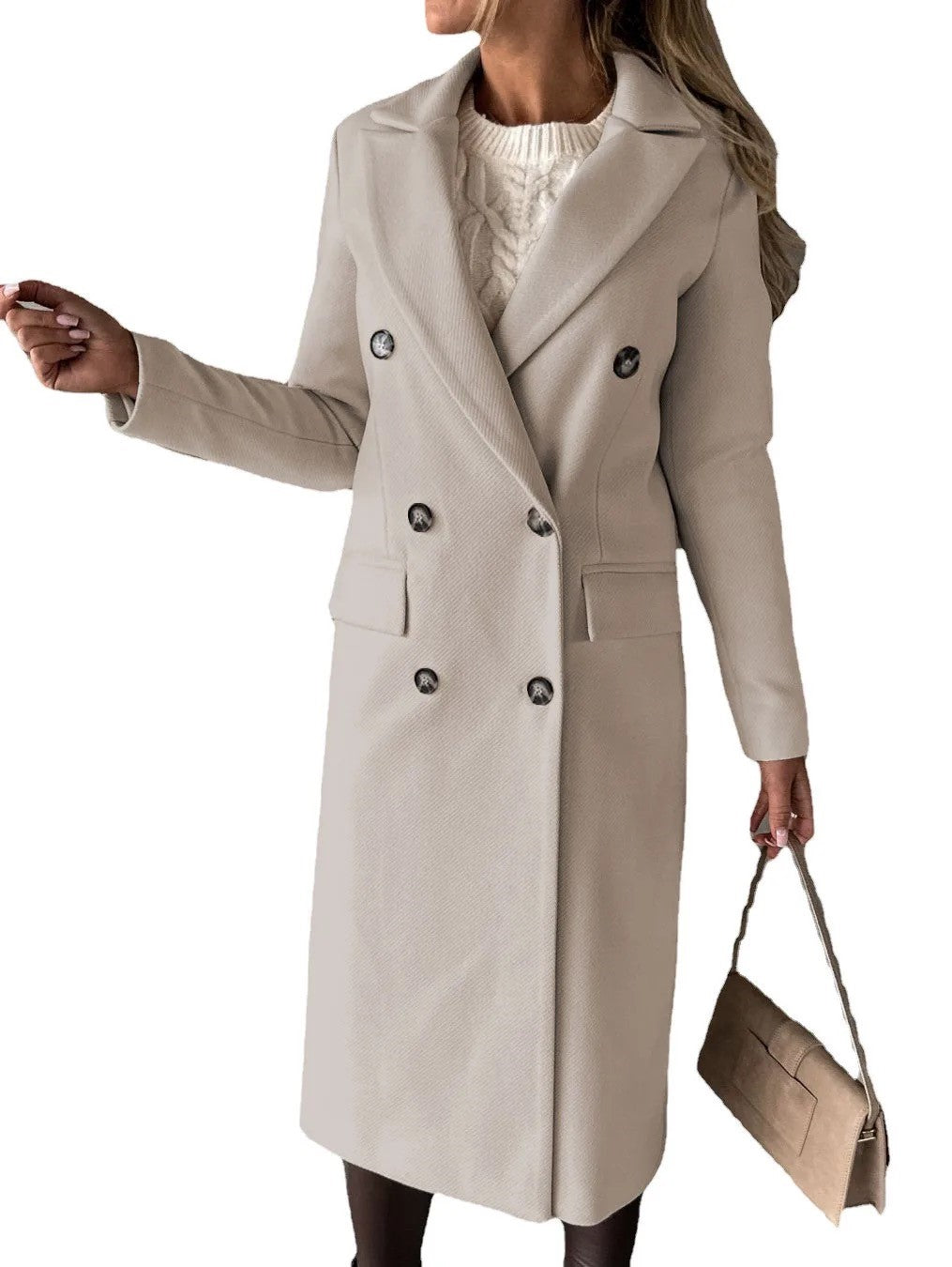 Double Breasted Trench Coat in Beige