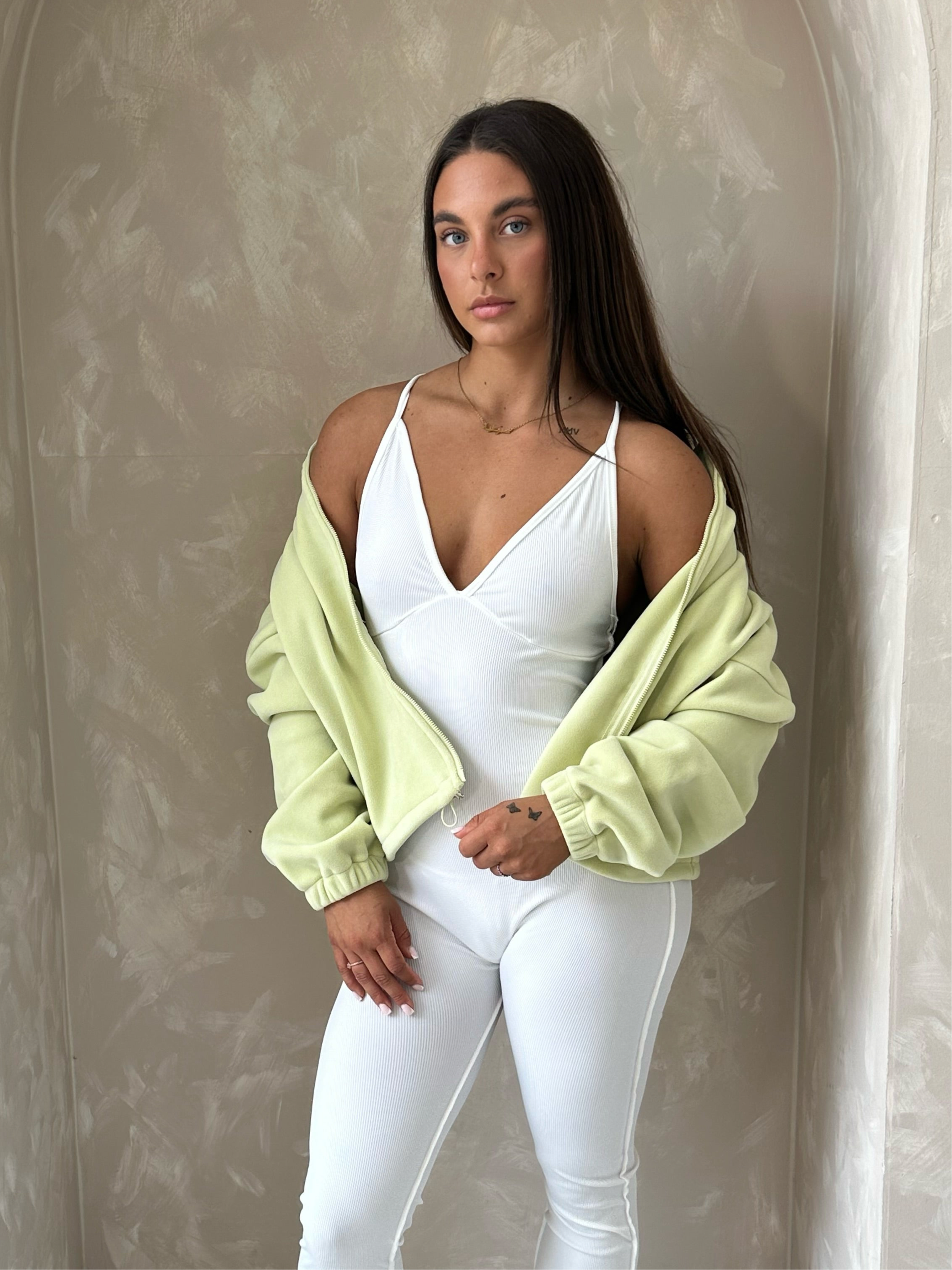 Oversized Zip Fleece in Green