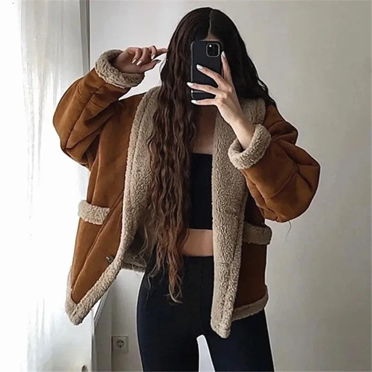 Oversized Woolly Flying Jacket in Brown