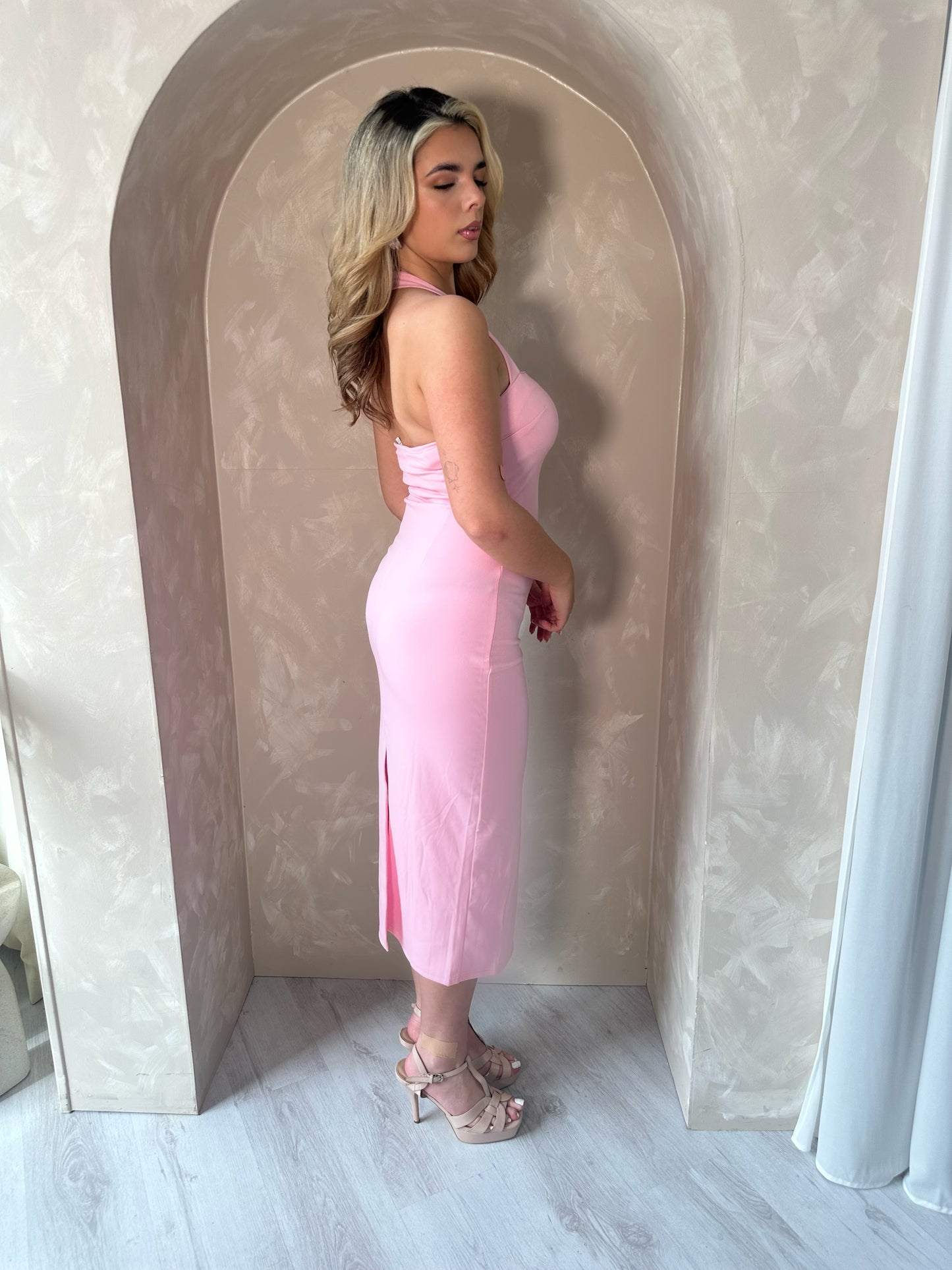 The Brooke Midi Dress in Pink
