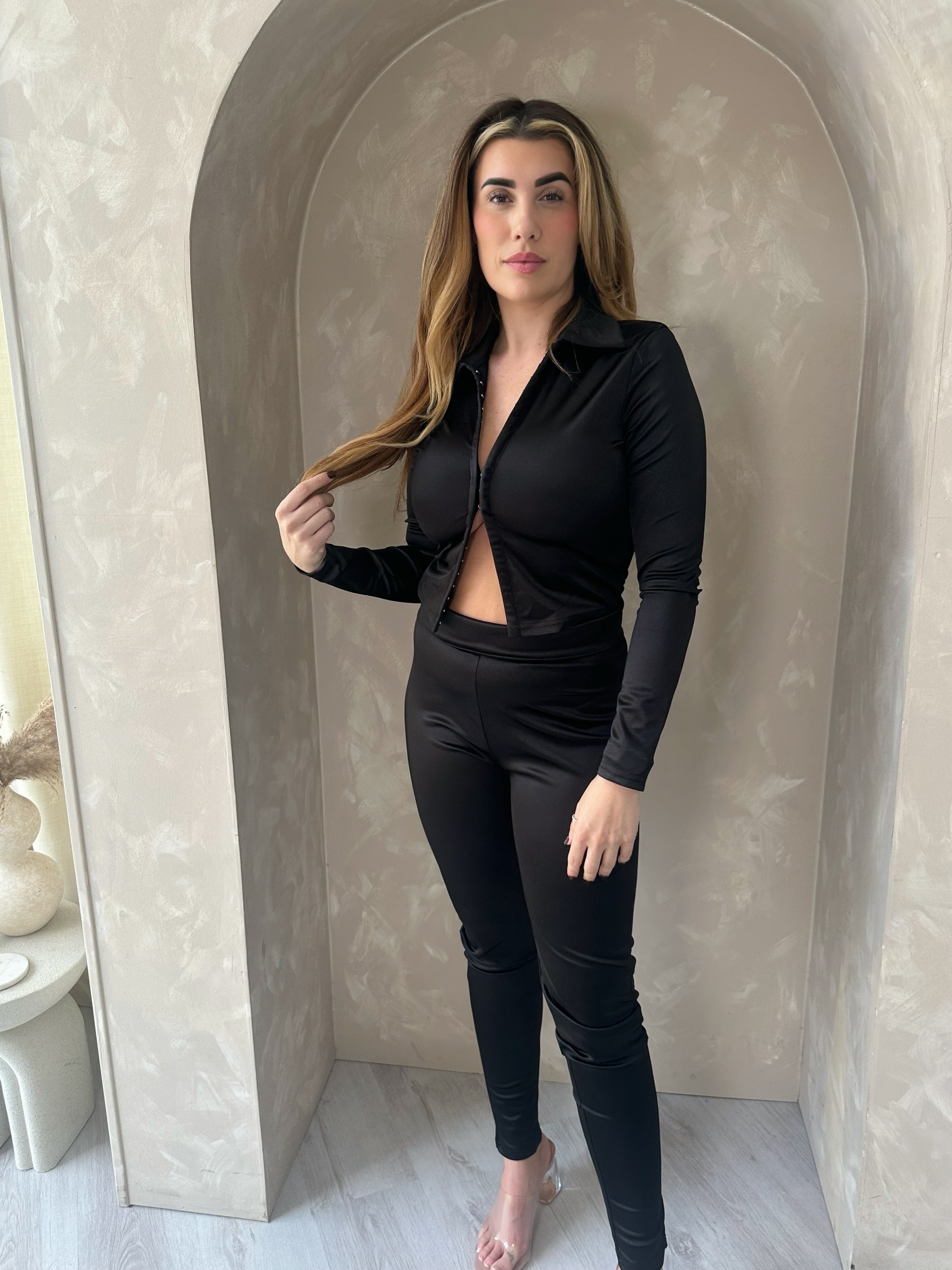 Satin Multi Hook Top and Trousers Set
