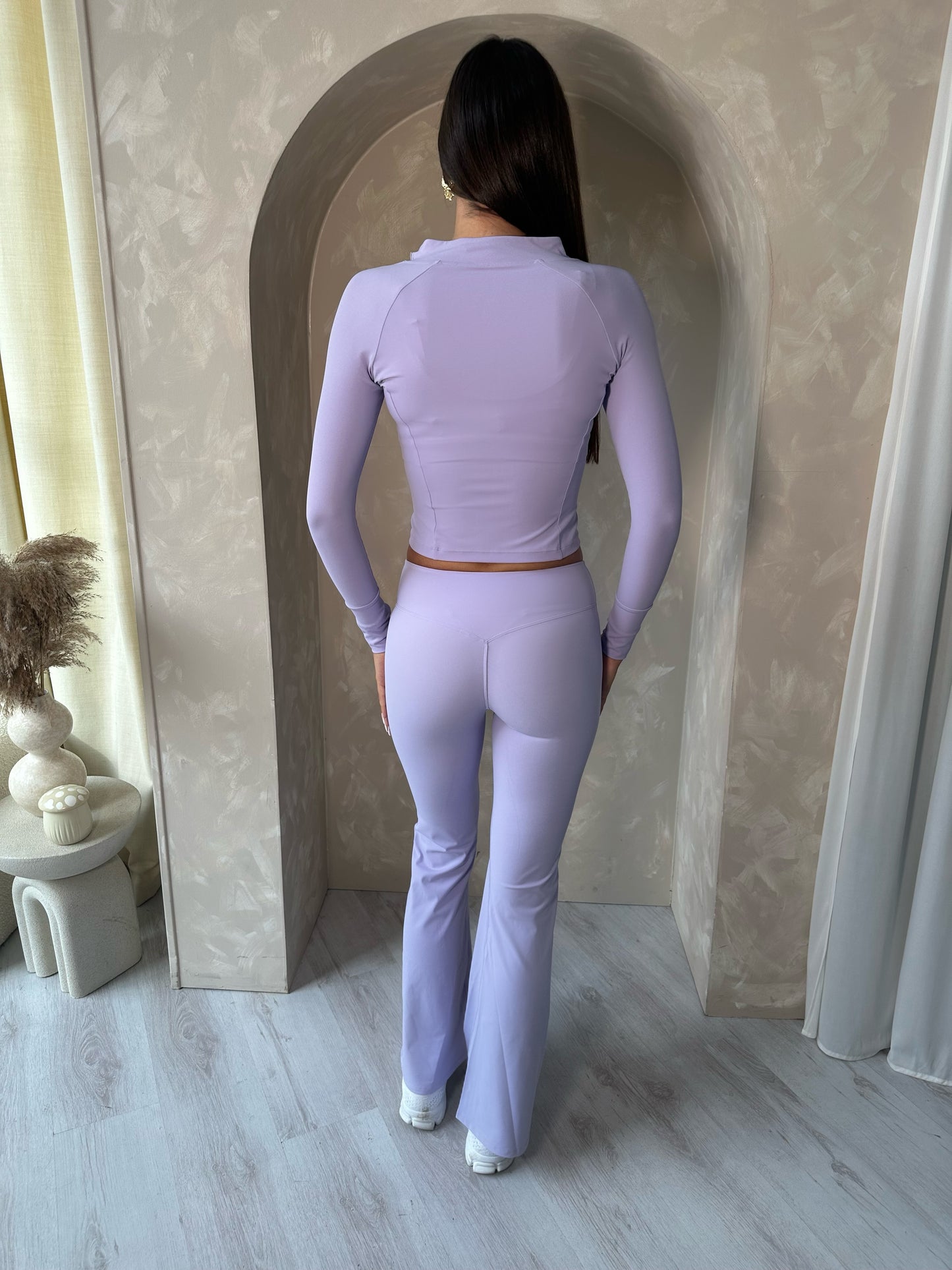 Crop, Leggings, and Jacket Gym Set in Purple or Black