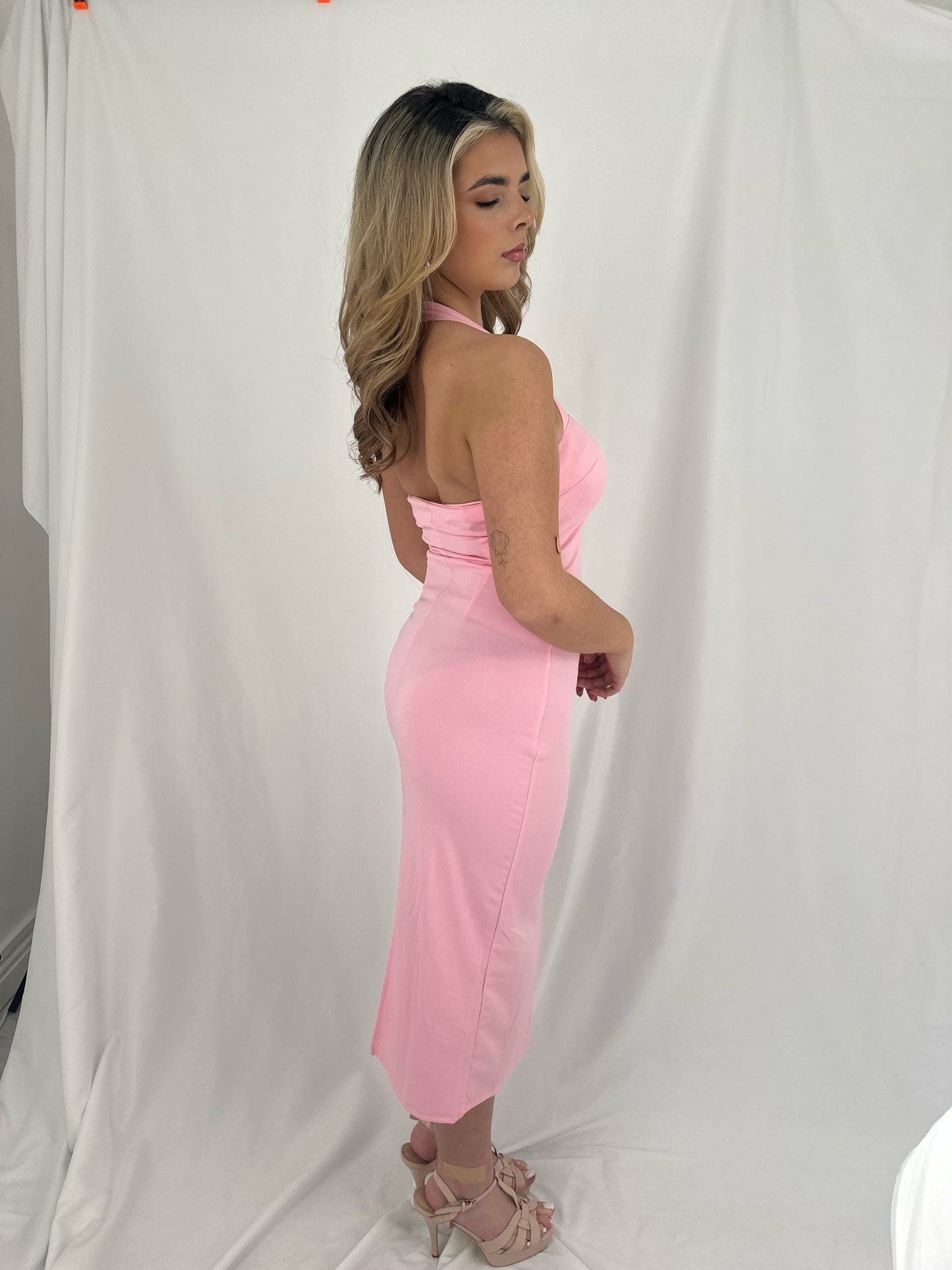 The Brooke Midi Dress in Pink