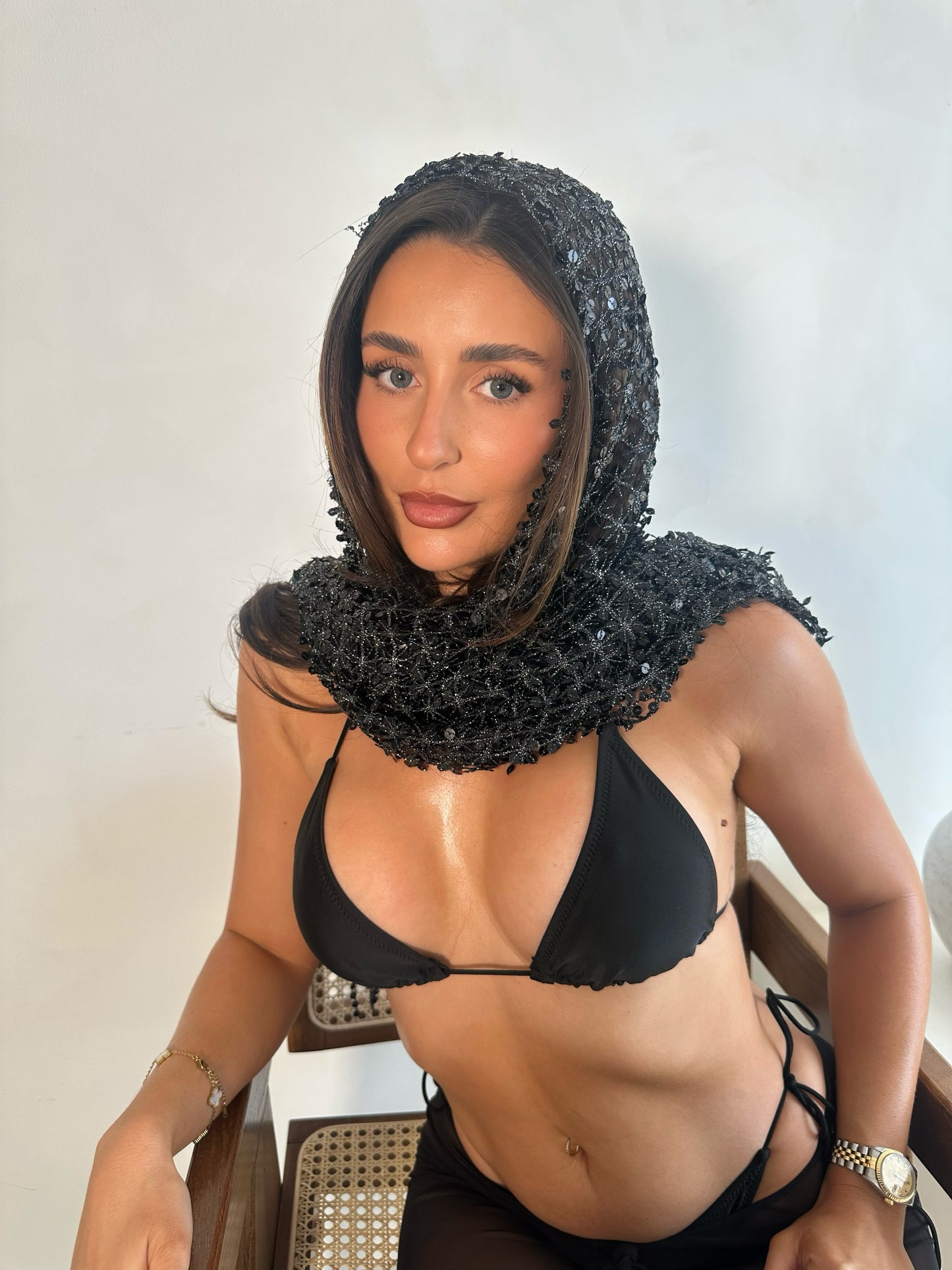 Multi Wear Sequin Scarf in Black