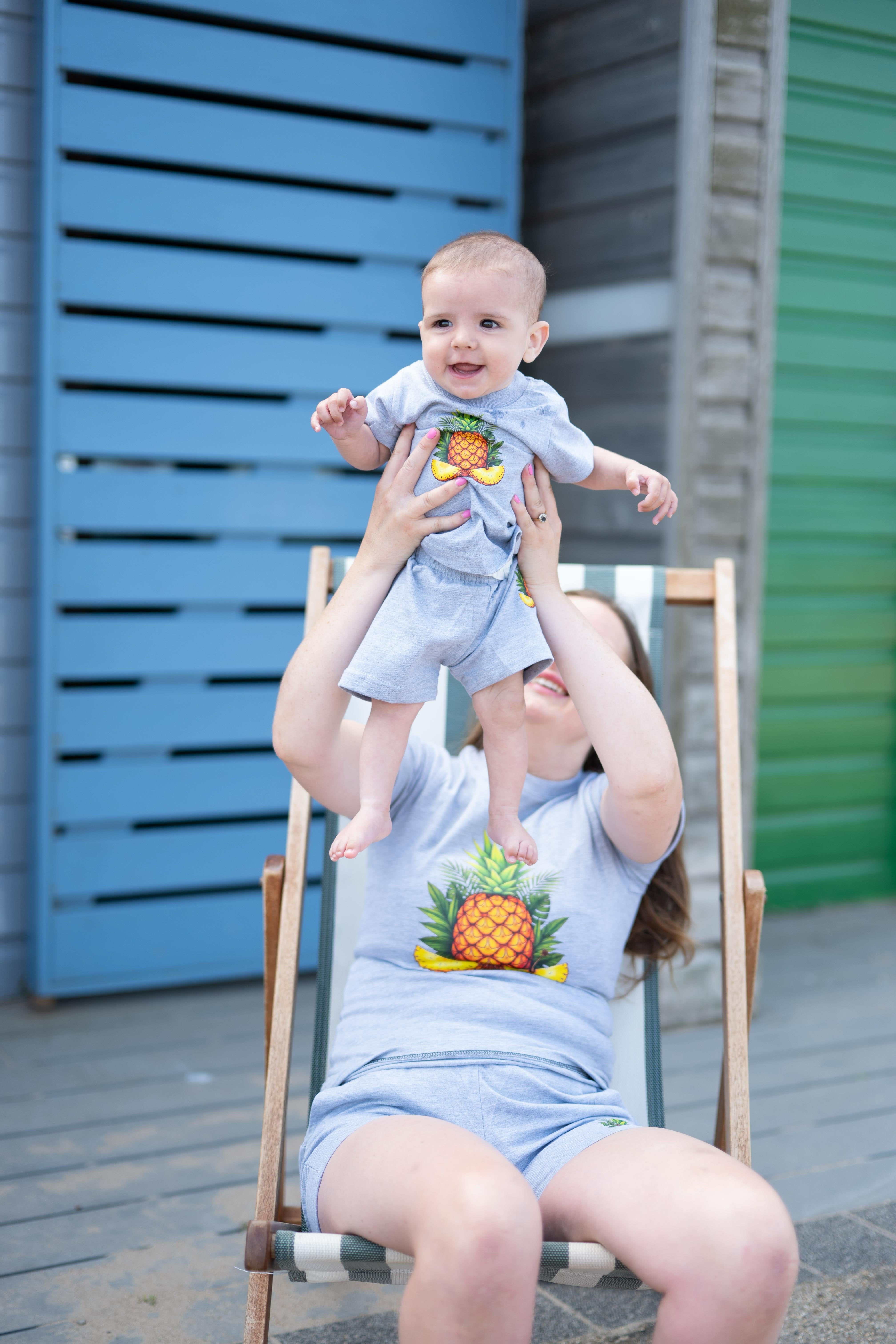 Grey Pineapple Shorts - Kids