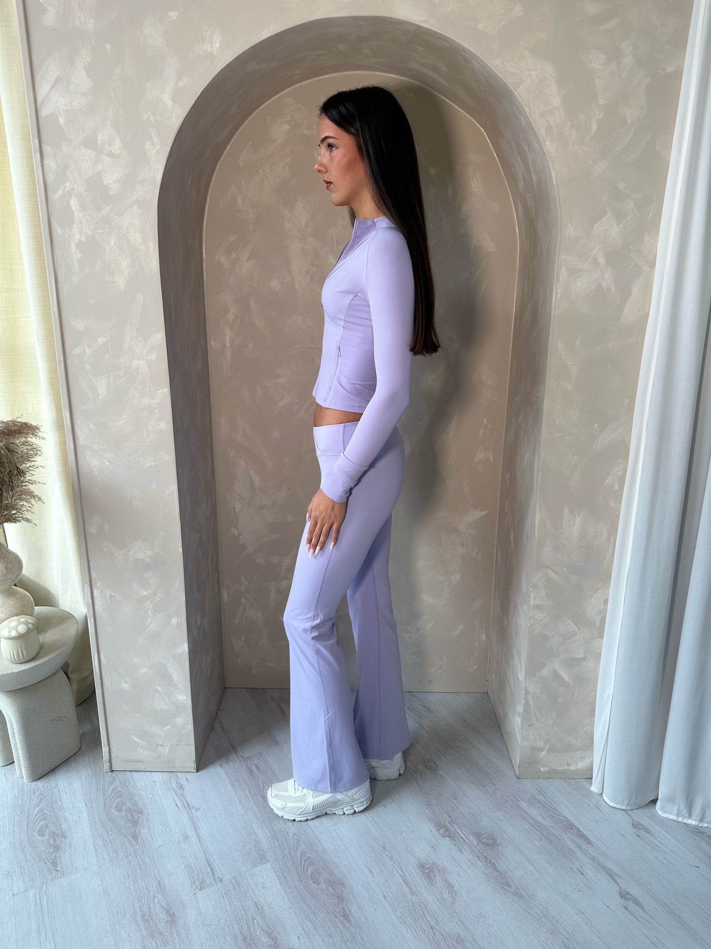 Crop, Leggings, and Jacket Gym Set in Purple or Black