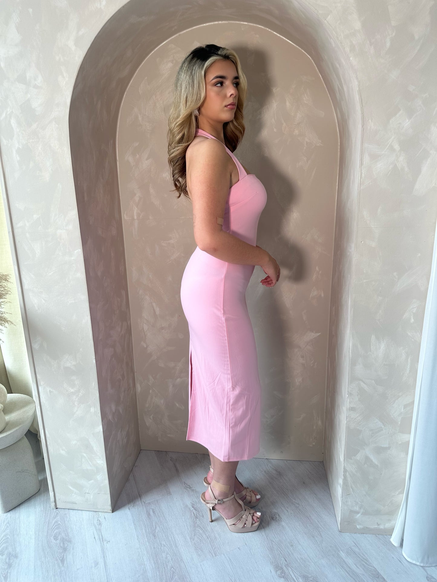 The Brooke Midi Dress in Pink
