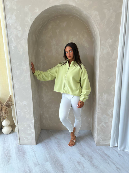 Oversized Zip Fleece in Green