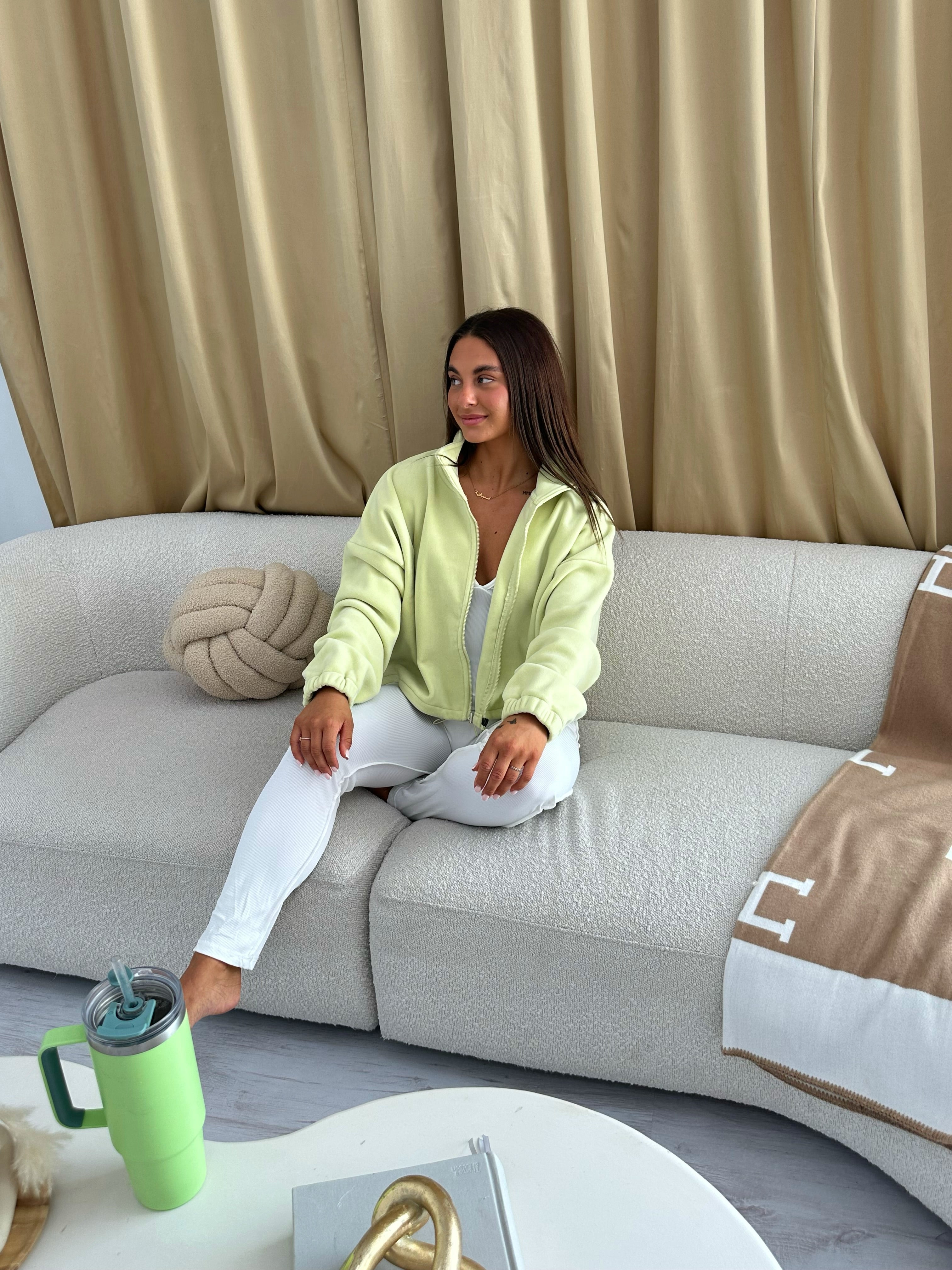 Oversized Zip Fleece in Green