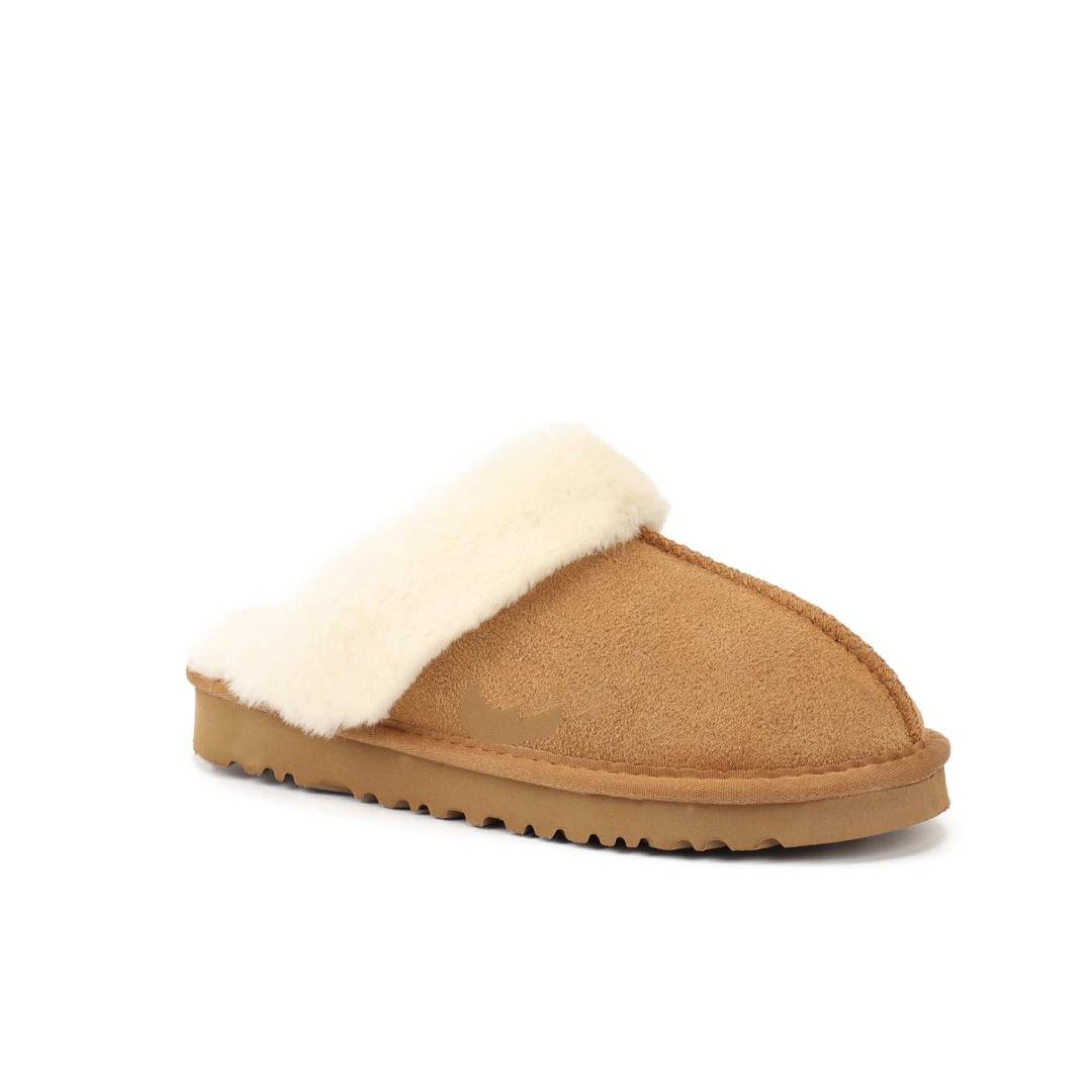 Faux Fur Slip On Slipper Style Shoe