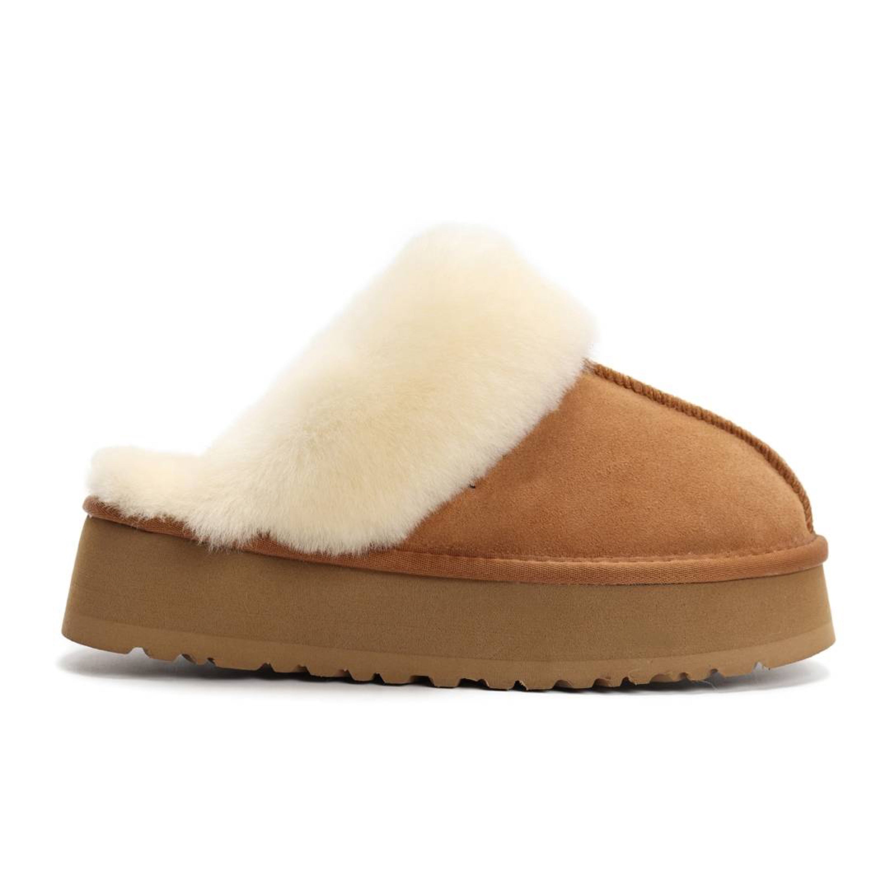Faux Fur Slip On Slipper Style Shoe
