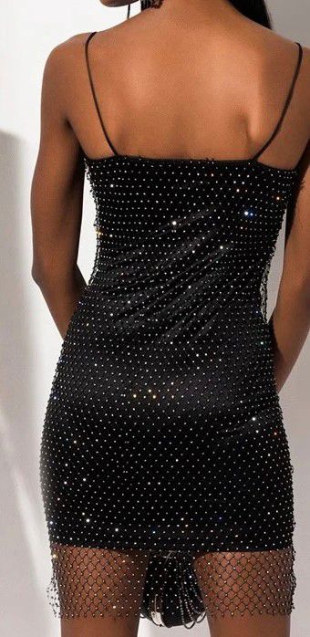 Diamante Covered Mini Dress in Black