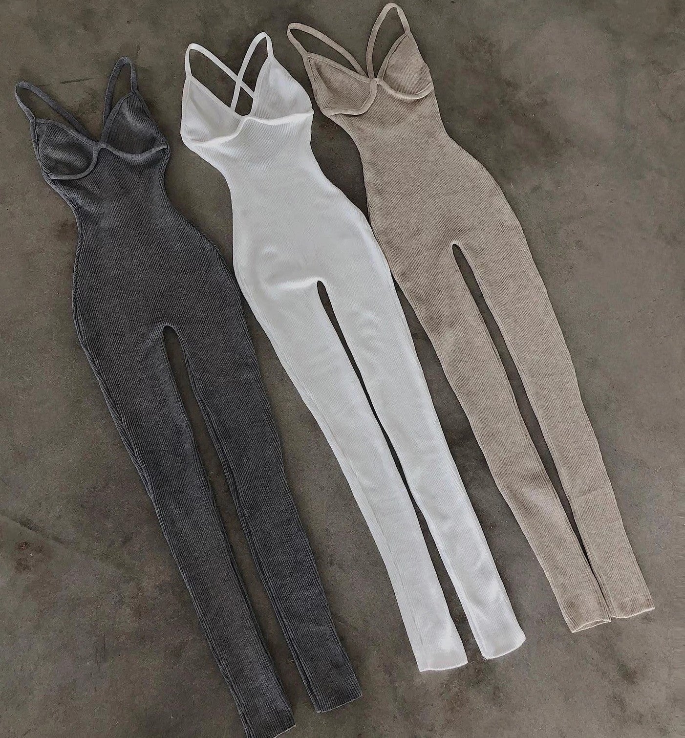 Ribbed Jumpsuit in Grey or White