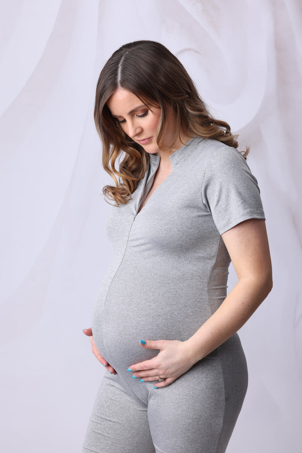 Maternity Short Sleeve Unitard in Grey, Black or Wine Red