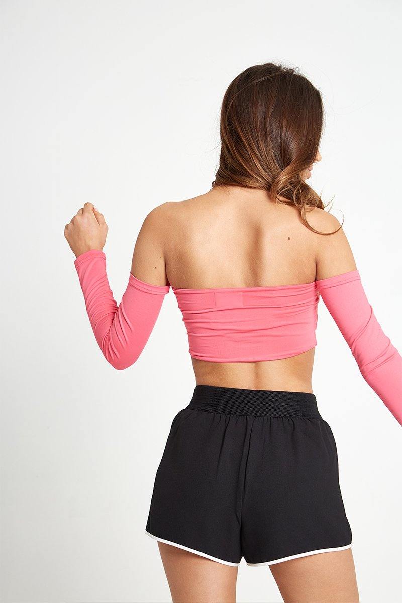 Bardot Crop Top in Pink - watts that trend