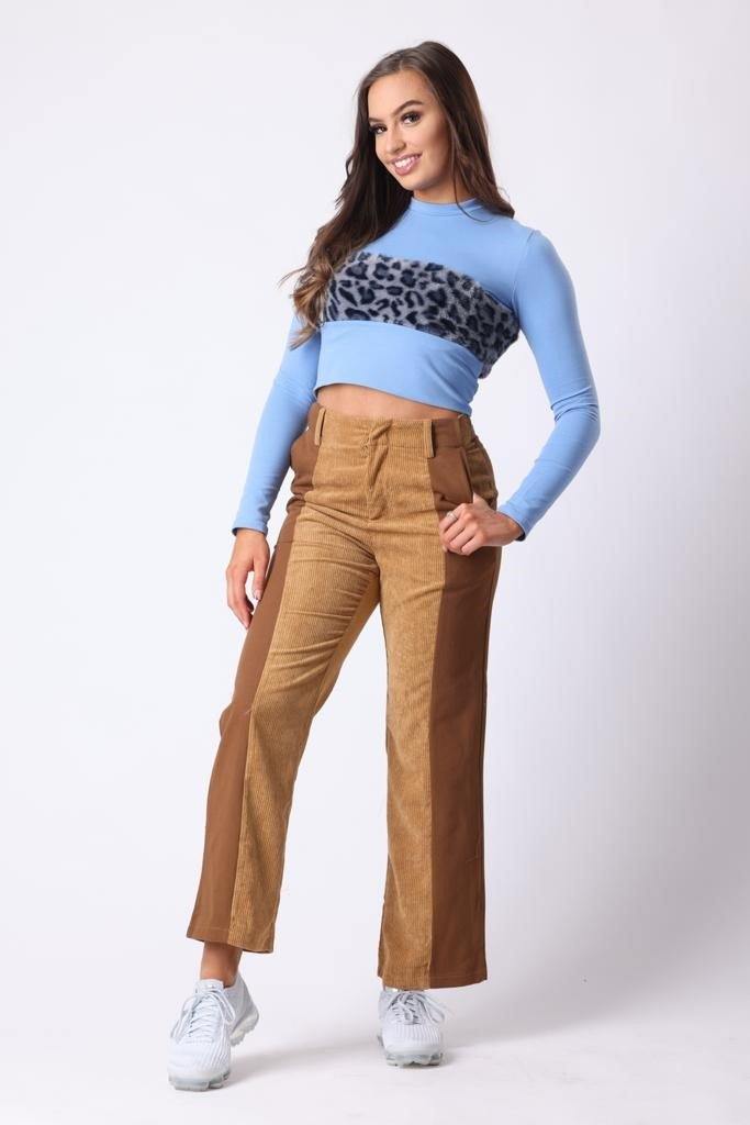 Blue and Furry Cheetah Print Top - watts that trend