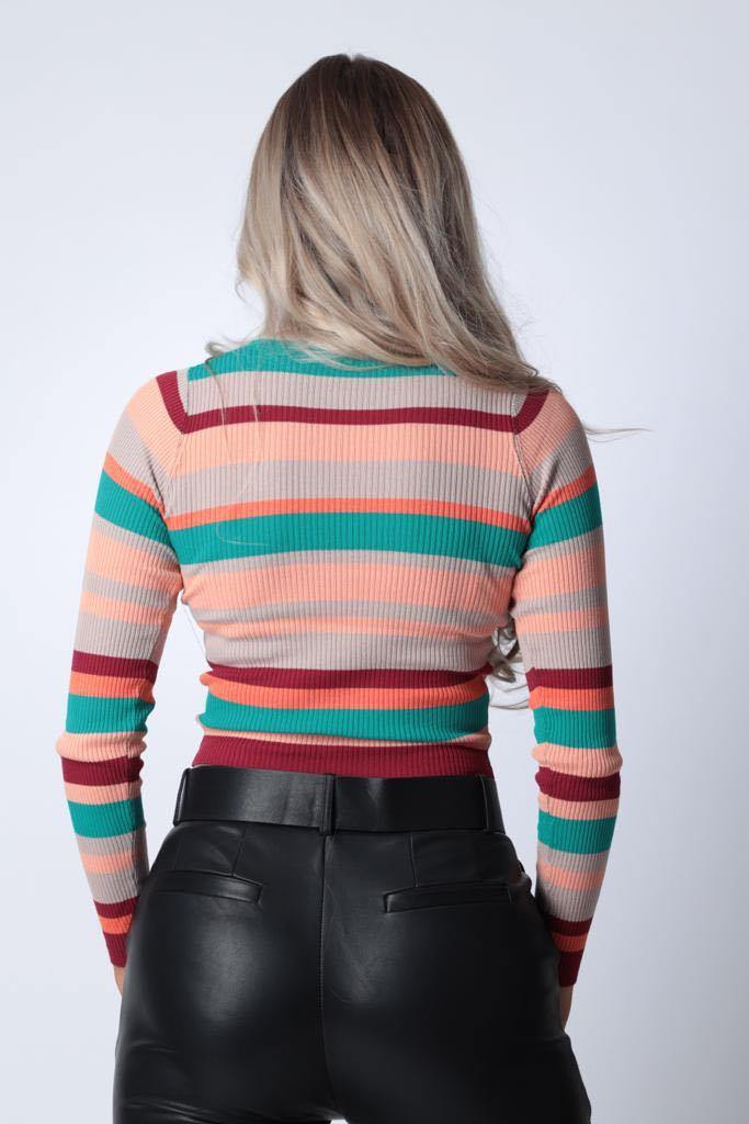 Colourful Striped Knitted Jumper - watts that trend