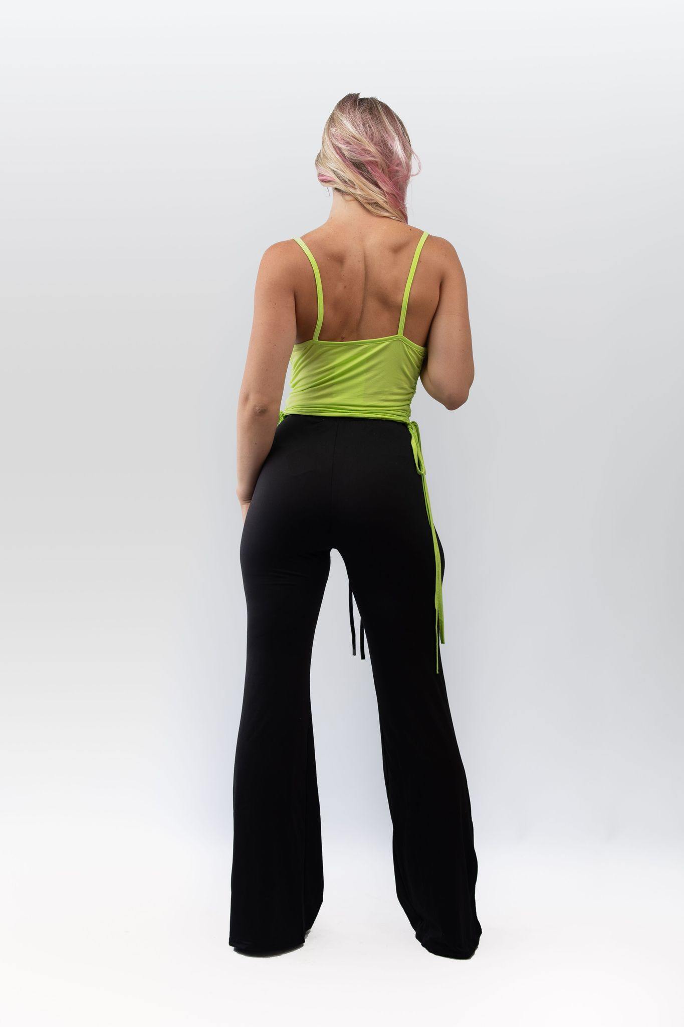 Cowl Neck Ruched Side Crop Top in Lime Green - watts that trend