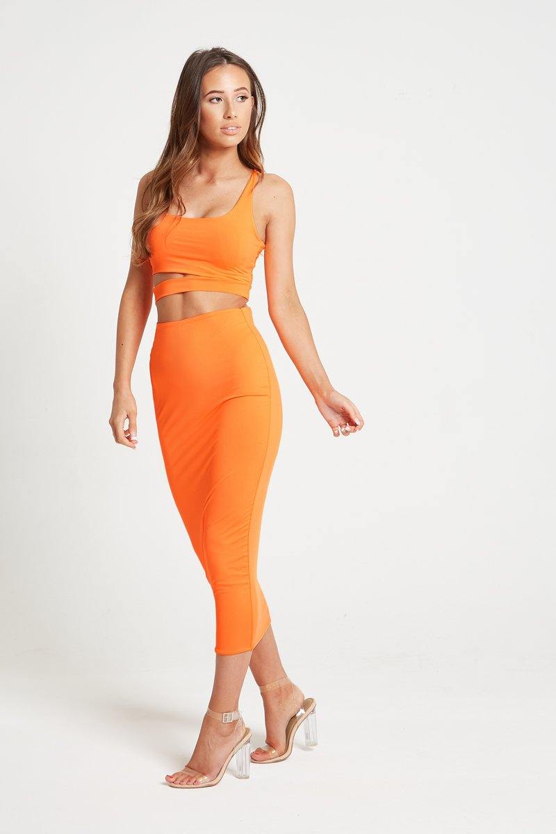 Cut Out Co-Ord in Orange - watts that trend