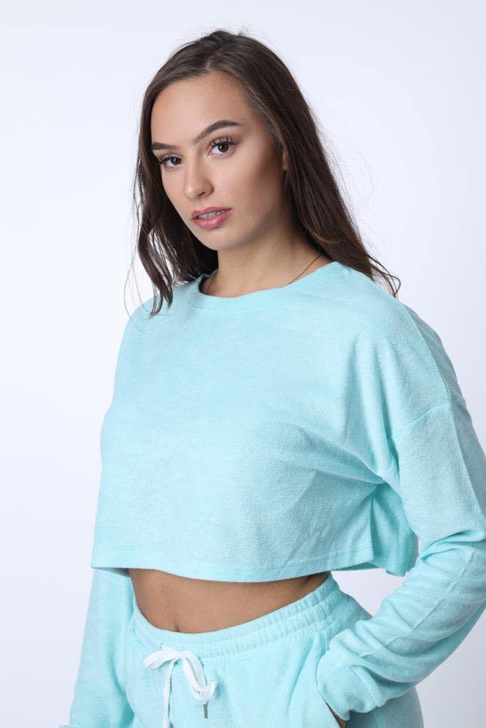 Day Off Cropped Jumper in Mint - watts that trend