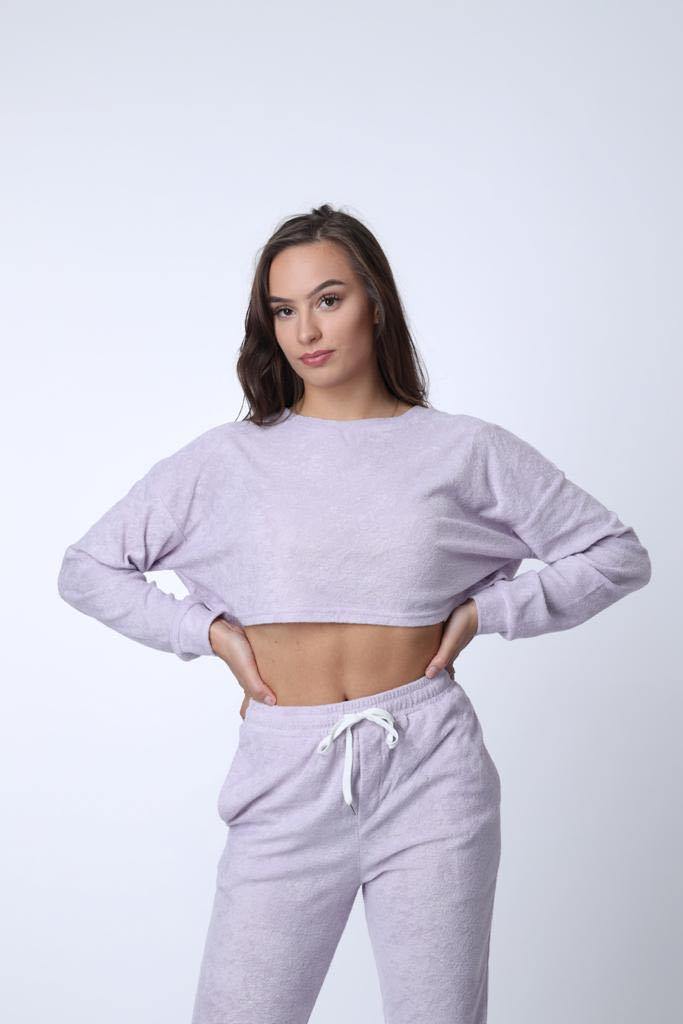 Day Off Cropped Jumper in Purple - watts that trend