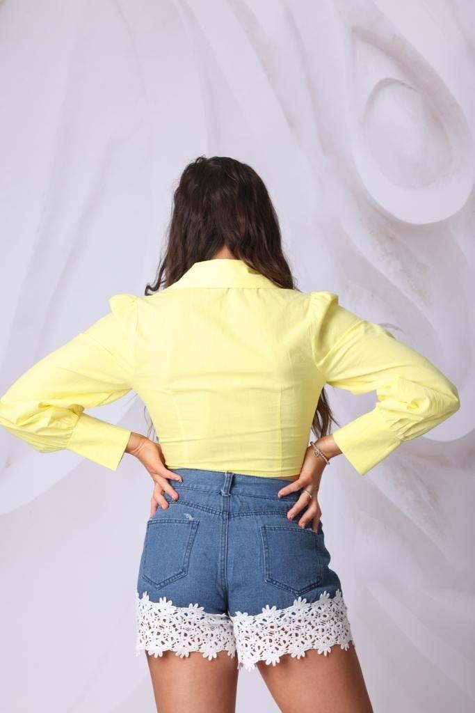 Yellow shorts hot sale with white trim