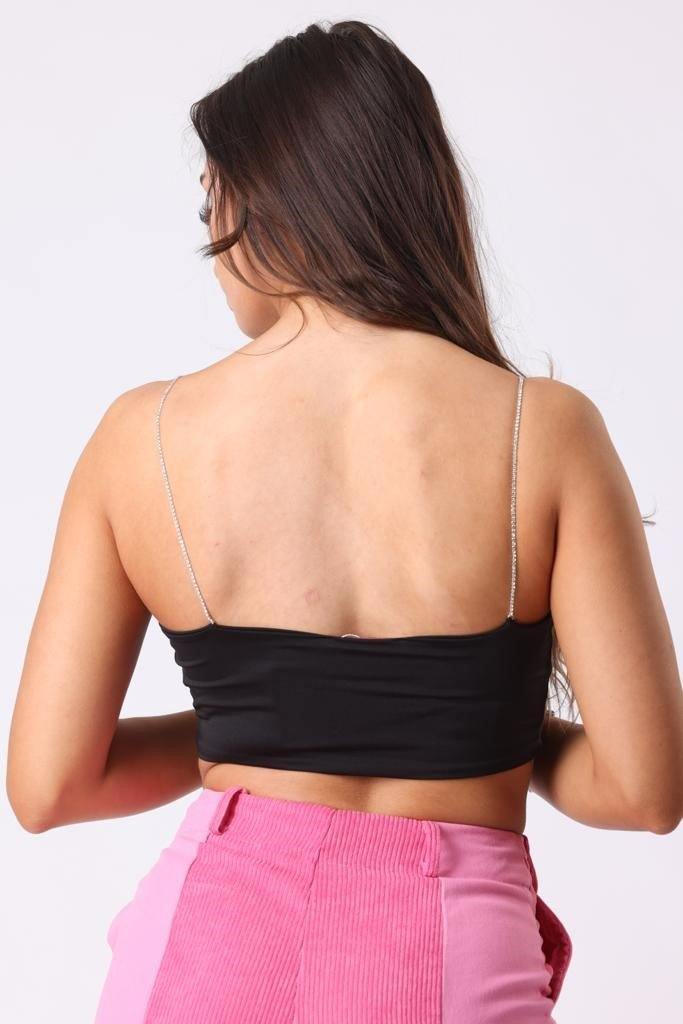 Diamante Strap Crop Top - watts that trend