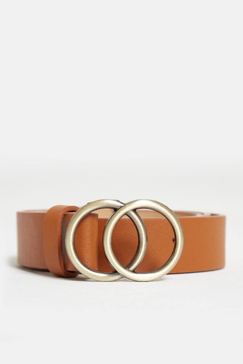 Double Gold Ring Belt in Tan - watts that trend