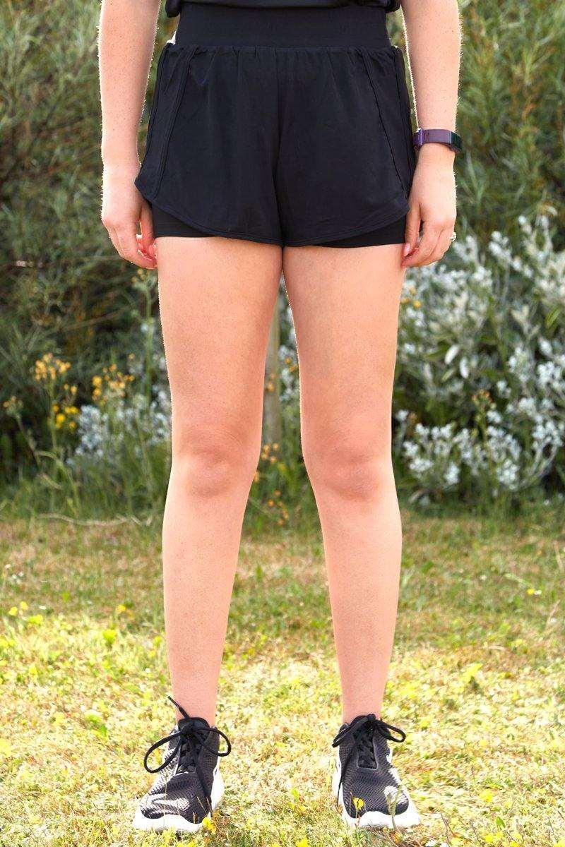 Double Layer Gym Shorts in Black - watts that trend