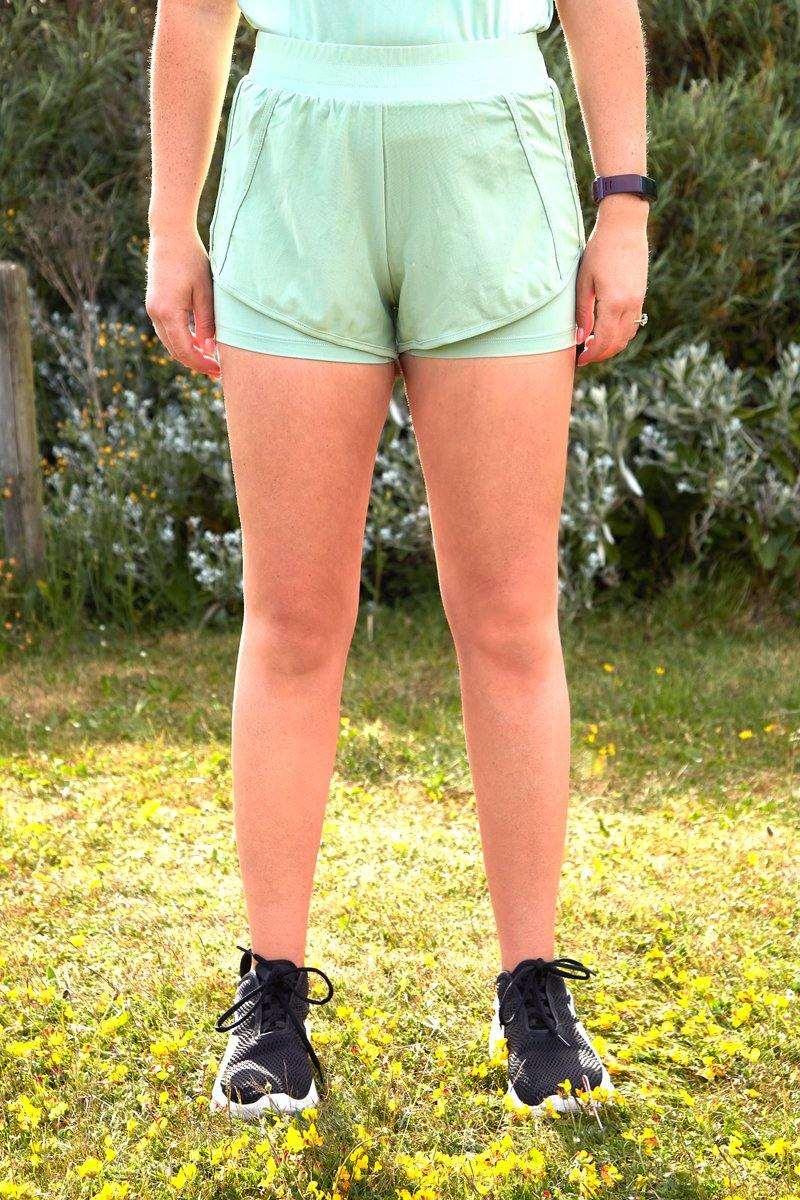 Double Layer Gym Shorts in Mint - watts that trend