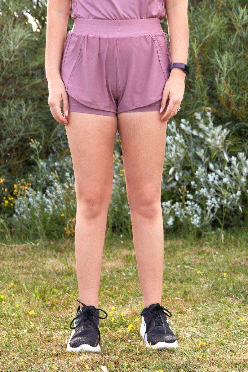 Double Layer Gym Shorts in Pink - watts that trend
