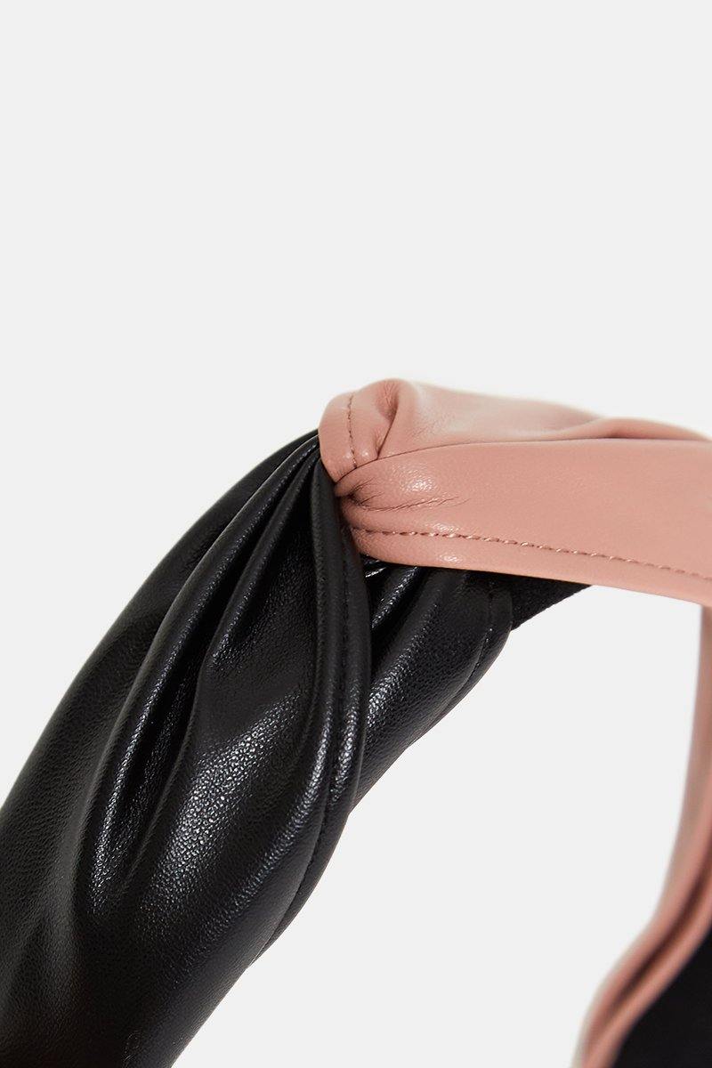 Faux Leather Hairband in Black and Pink - watts that trend