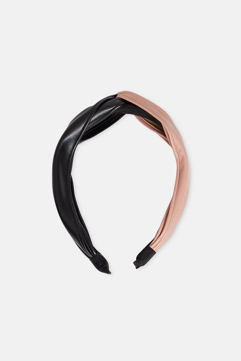 Faux Leather Hairband in Black and Pink - watts that trend