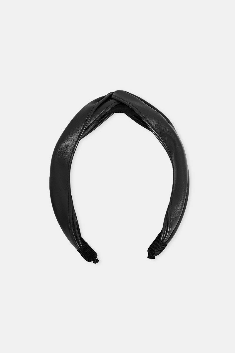 Faux Leather Hairband in Black - watts that trend