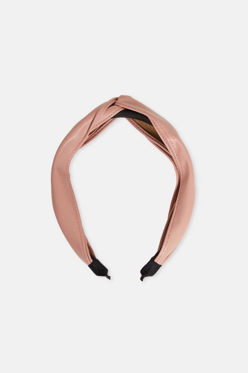Faux Leather Hairband in Pink - watts that trend