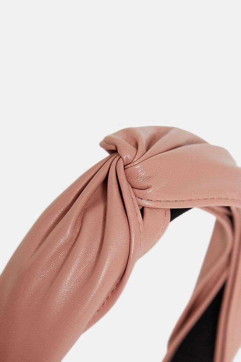 Faux Leather Hairband in Pink - watts that trend