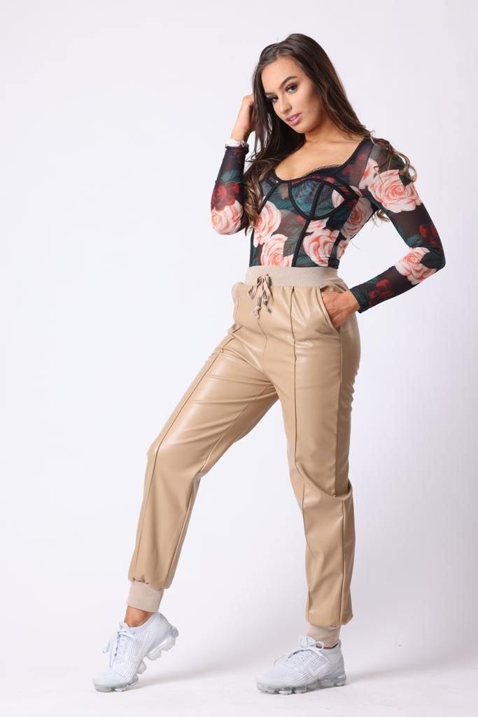 Faux Leather Jogger Style Trousers - watts that trend