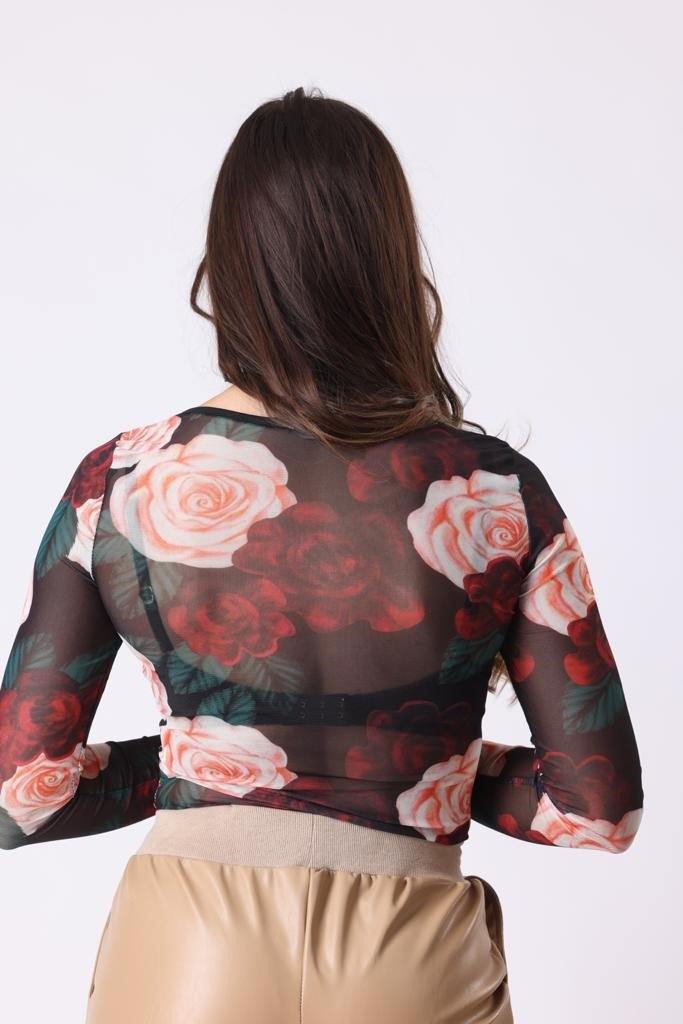 Floral Sheer Bodysuit in Black - watts that trend