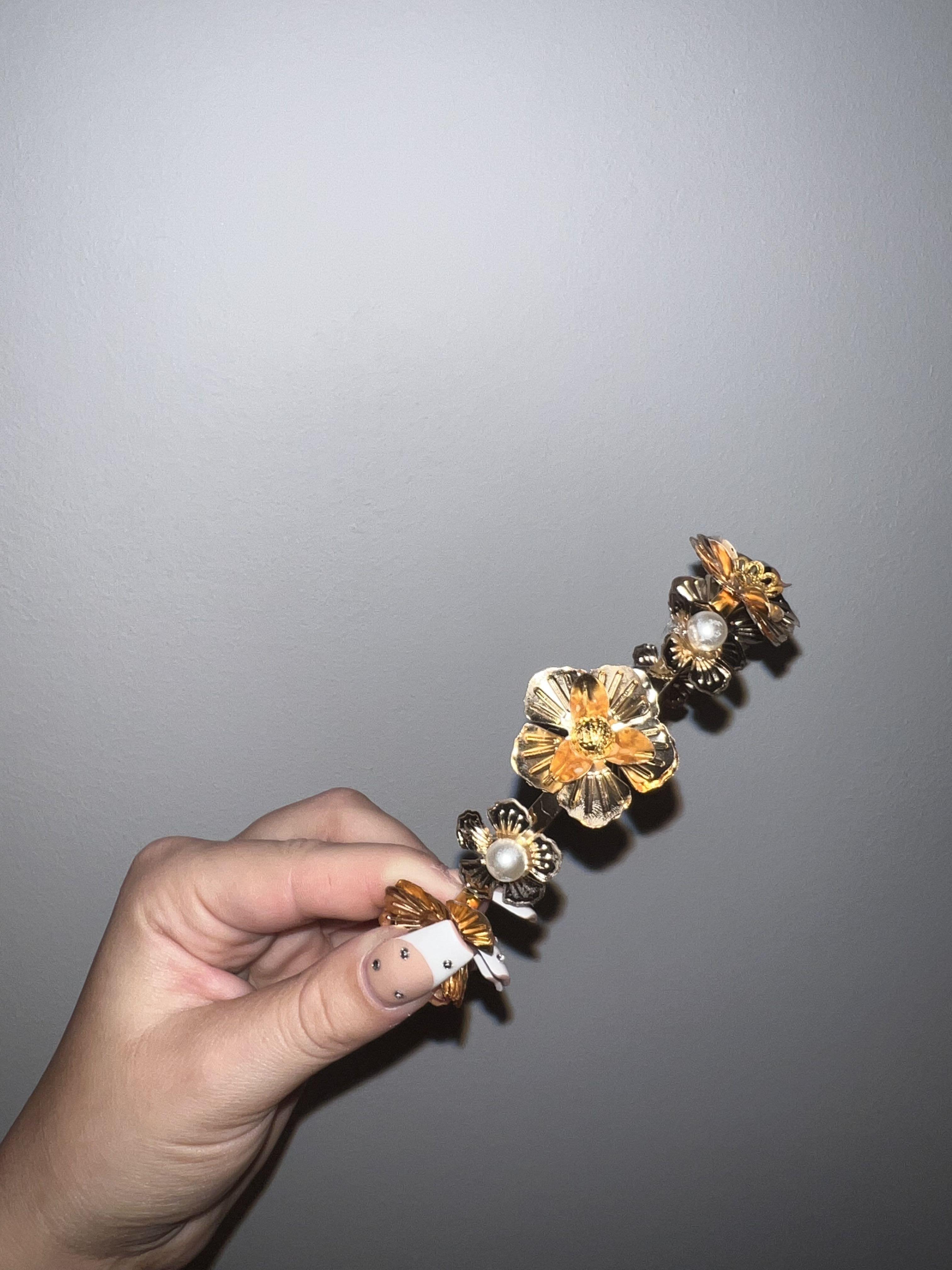 Gold and Pearl Flower Hairband - watts that trend