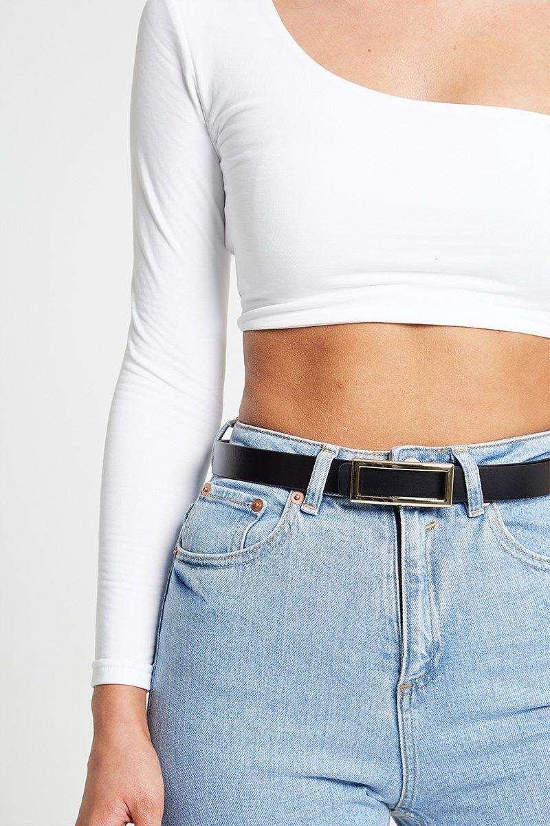 Gold Buckle Belt in Black - watts that trend