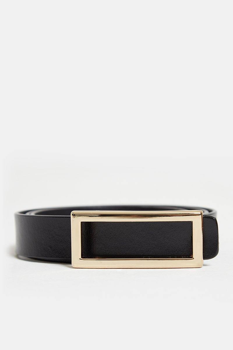 Gold Buckle Belt in Black - watts that trend