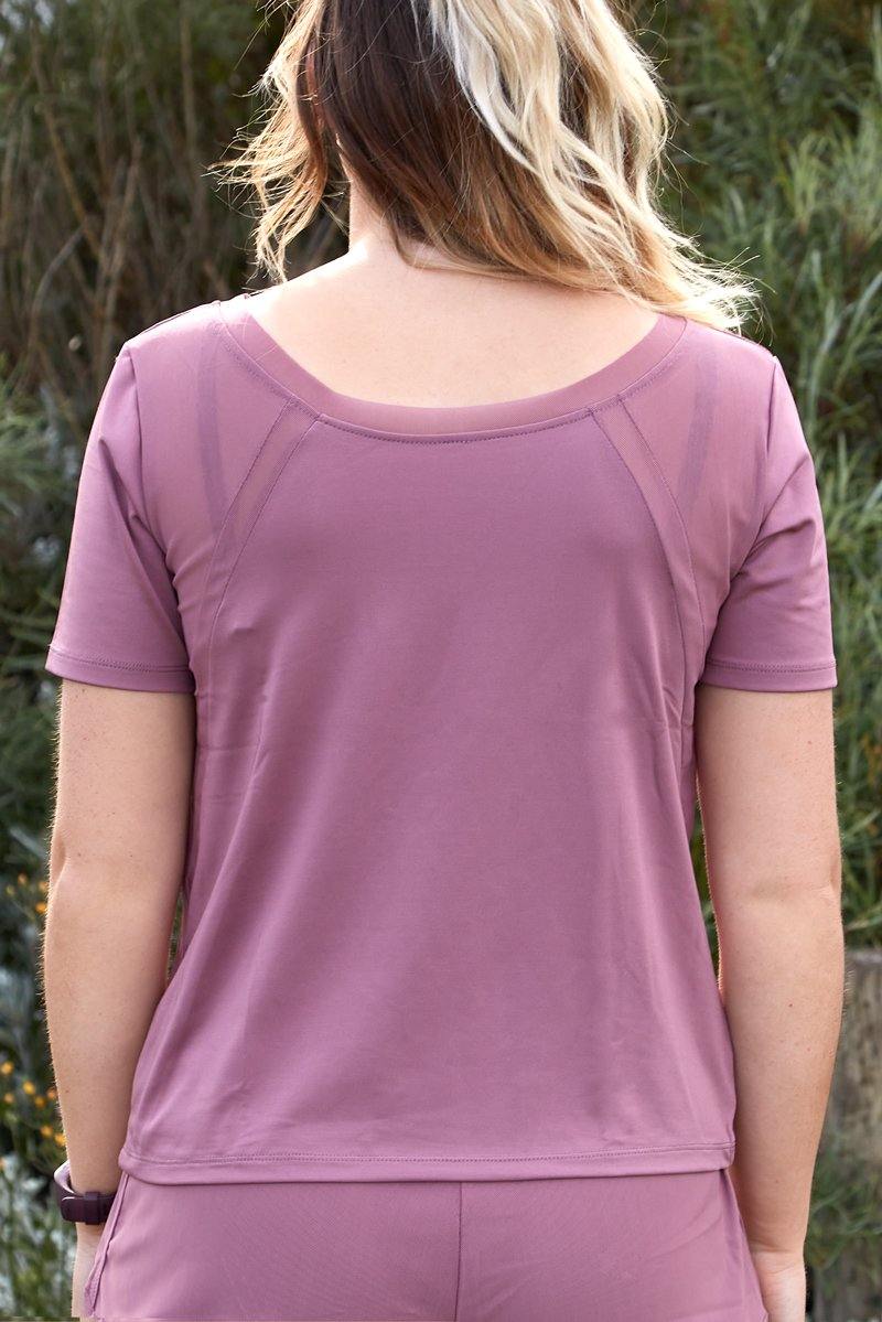 Mesh Shoulder Gym Top in Pink - watts that trend