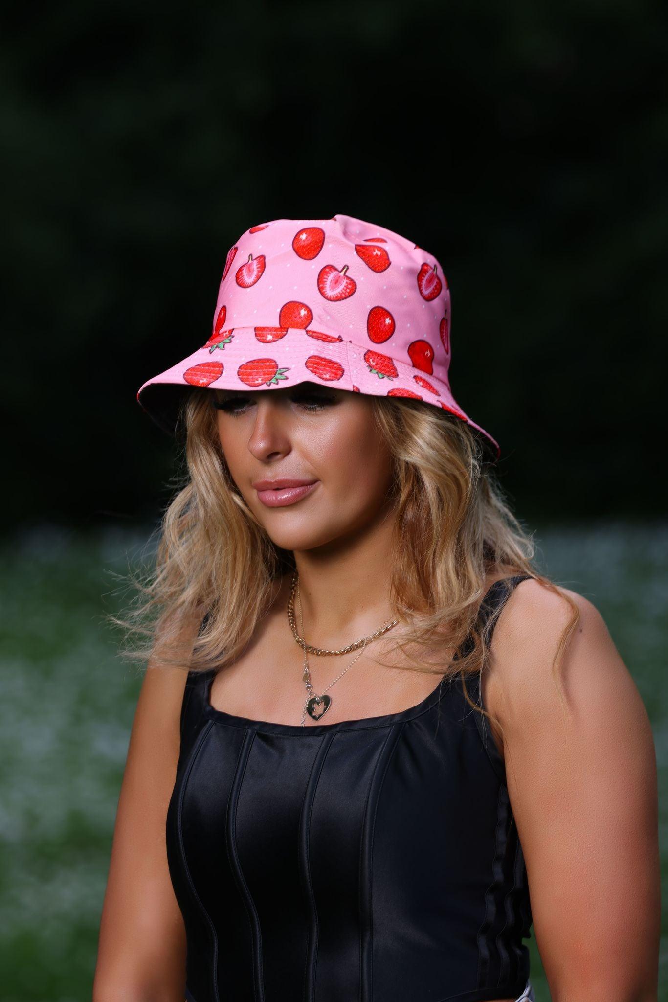 Pink Strawberry Bucket Hat - watts that trend